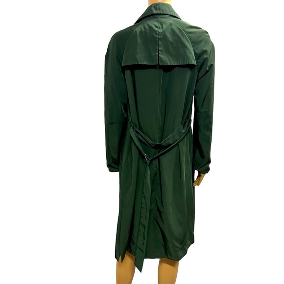 Zara Basic Green Belted Open Front Trench Coat with Pockets Womens XS - Picture 8 of 15
